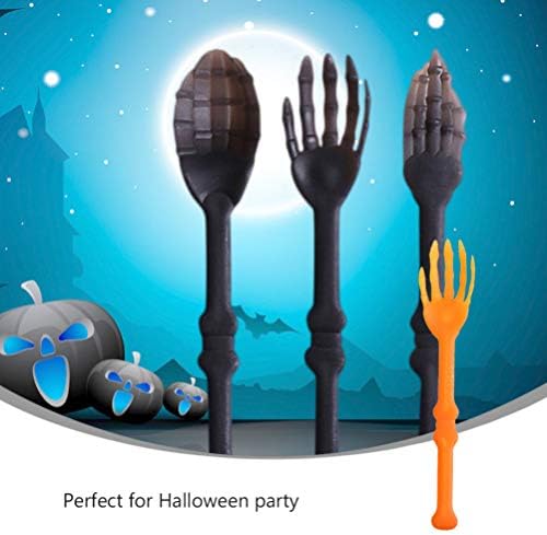 Toyandona 6pcs Halloween Fork Spoons Set Skull Skeleton Falhete Dinner Dinner Spoon Presentes de Mesa para Halloween Home Bar Party Orange Black