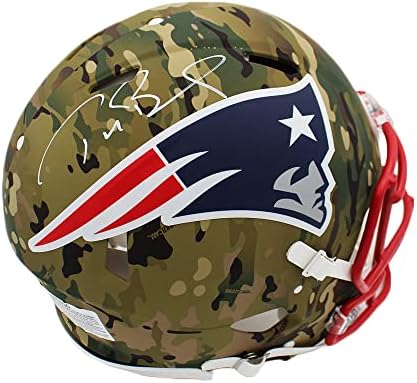 Tom Brady autografou/assinado New England Speed ​​Helmet Authentic Camo