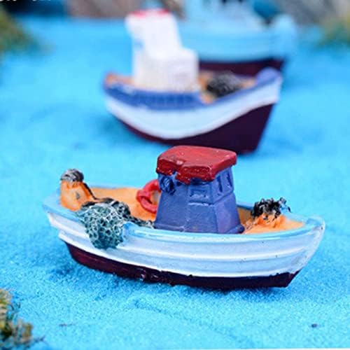 Mini -Boat Modelo Mini -Pesca Navio de Brinquedo Diy Craft Home Tabetropation Ball Ornament Set