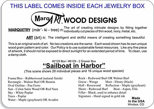 Wood Art Sailing Box - Handmade USA - Qualidade incomparável - Única, não há dois são iguais - trabalho original da arte de madeira.