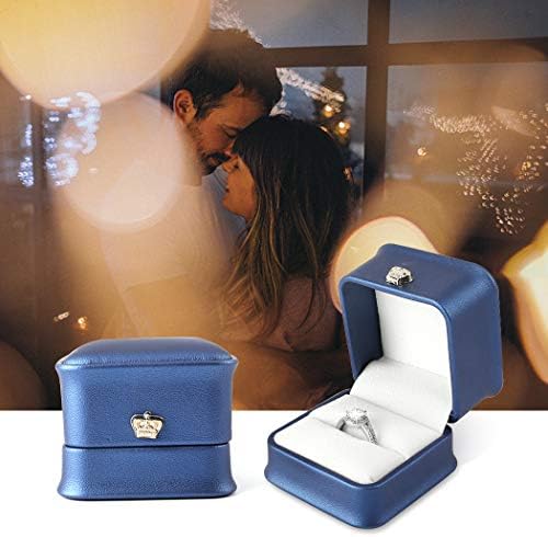 Conjunto Isuperb de 2 anel proposta de casal de casal caixas de anel PU jóias de jóias para brinco de jóias de jóias para engajamento