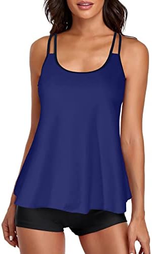 Tankini Swimsuits para mulheres com shorts Athletic Two the Bathing Sits Tank Tops Tops High Swimwear