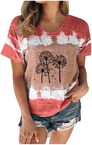 Camiseta casual tingra de corda para mulheres camisas de impressão moderna no pescoço redondo de manga curta camiseta 2023 blusas de verão