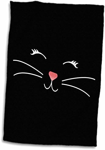 3drose muito fofo gato preto Face Facle Nariz and Bykisers - Toalhas