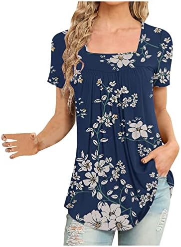 2023 mulheres tops casuais com manga curta de túnica de túnica camiseta camiseta camisetas florais blusa de estampa floral Blushs Flowy Bloups T-shirt para leggings