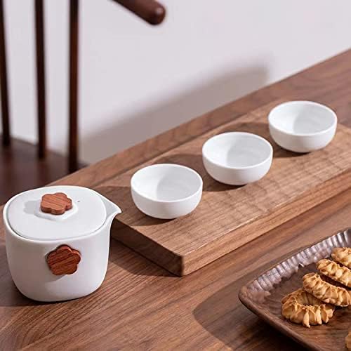 Conjunto de chá kungfu portátil, chá de cerâmica para um conjunto, uma aparência minimalista com 1 bule e 3 xícara para um