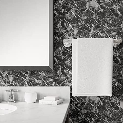 Esquector de mármore preto de mármore preto Pedaço de parede de vinil e colar papel de contato à prova d'água para bancadas de banheiro da cozinha