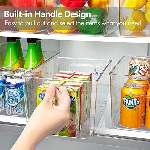 Yihong Clear Pantry Storage Organizer Bins, 6 Pack Plástico de armazenamento de alimentos com alça para cozinha, geladeira,