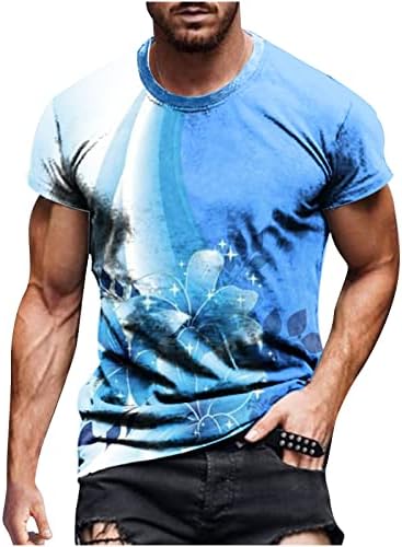 Camiseta casual masculino gráfico de verão camisetas de manga curta redonda de pescoço regular camiseta de camiseta de ginástica