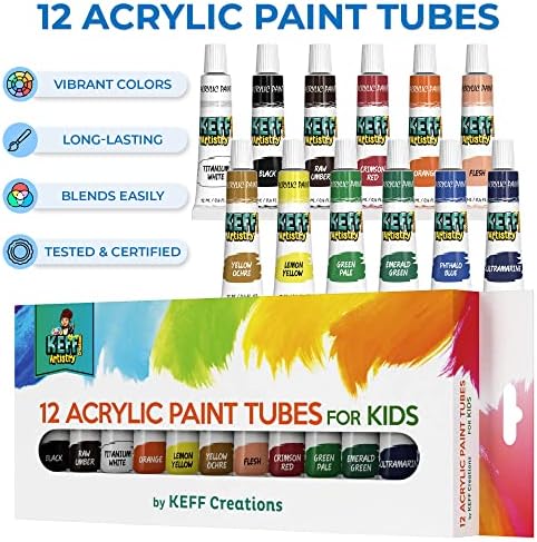 Keff Kids Painting Conjunto para meninas - Conjunto de tintas acrílicas para crianças - Kit de suprimentos de arte