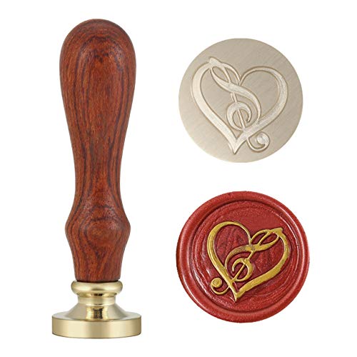 Music Heart Wax Seal Stamp, YOption Vintage Brass Head Handled Handled Samp