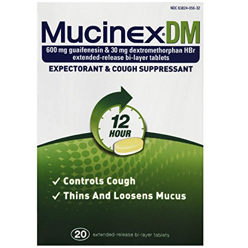 Mucinex DM de 12 horas de expectorante e comprimidos supressores de tosse, 20 contagem