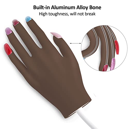 Pratique a mão para unhas de acrílico, suporte de liga de alumínio embutido, os dedos não quebram, prática flexível