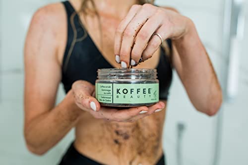 Koffee Beauty Cedarwood Coffee Scrub - esfoliando corpo e esfoliação de rosto - polimento e pele lisa com facilidade