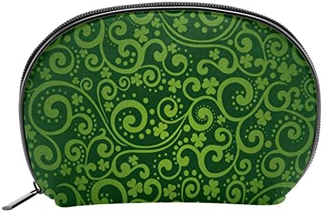 Bolsa de maquiagem de viagem, bolsa de cosméticos Caso organizador, para mulheres de produtos de higiene pessoal, pincéis de acessórios, dia de St. Patrick, verde floral verde