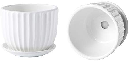 Hxypn suculento listra redonda de panela branca vasos de cerâmica de 4 polegadas vasos de planta de planta pequena