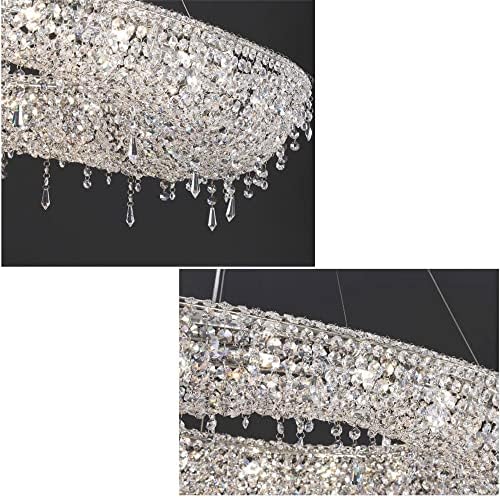 Iluminação do lustre de cristal oval Hizi - luminária de teto pendente de pendente de três cores ajustável para o quarto da sala do quarto, escada do vestíbulo candelabros de Cristal