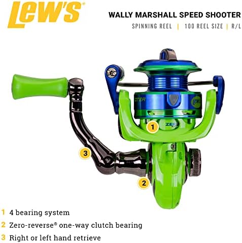 Wally Marshall Speed ​​Speed ​​Spinning Reel Clam, tamanho 100 rolo, quadro de grafite de uma peça com placa lateral de