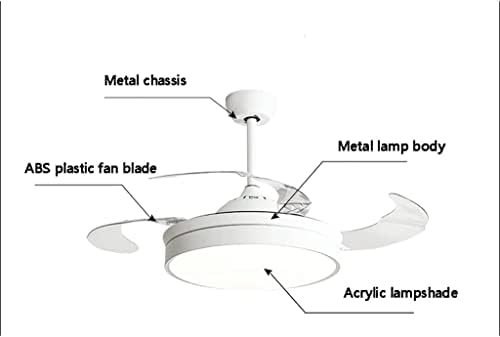 Ventilador de Techo Invisible Fan Light, ventilador moderno de teto com ventilador LED leve retrátil para ventiladores