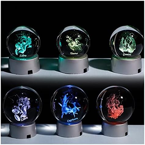 Hikje 3d Zodiac Crystal Ball 12 Constelações Globo de vidro Home Decoração Esfera colorida LEV