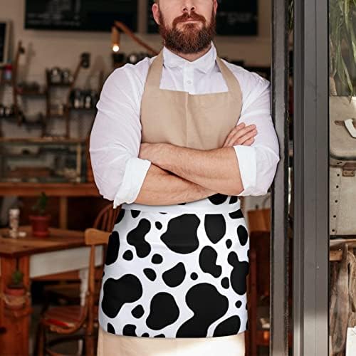 Padrão de textura de gravura de vaca ykklima aventais de cintura com 3 bolsos Chef de vidra