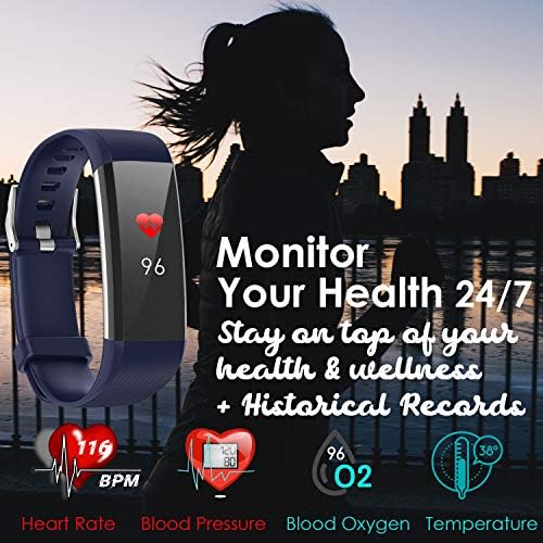 Rastreador de fitness mcnnadi [4 tiras extras] pressão arterial, freqüência cardíaca, oxigênio no sangue, monitor de temperatura