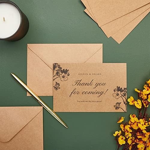 48 pacotes cartões marrons em branco com envelopes, cartões postais de 4x6 para convites de casamento, aniversários,