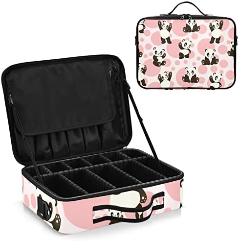 Bolsa de maquiagem de panda branca de Odawa preto Caixa multifuncional de transmética portátil com bolsa de higiene pessoal