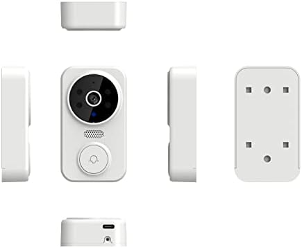 Câmera de campainha de vídeo inteligente sem fio Splnssy com carrilhão sem fio, Intercom HD Night Vision Wi-Fi Recarregável Câmera