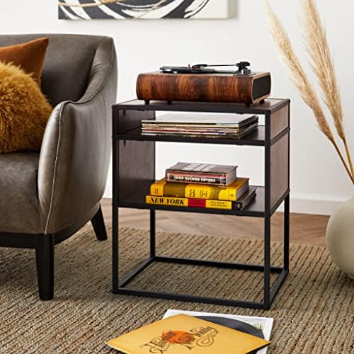 Walker Edison Industrial Modern Metal Metal Frame Wood Retângulo Acenta mesa Conjunto da sala de estar de armazenamento