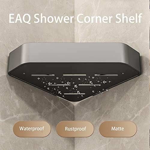 EAQ 2 PACK SHOUSH SLUCESSO DE CANTO, Organizador de chuveiro com 4 ganchos removíveis e barra de toalha, adesivo sem perfuração montada na parede ou cesta organizadora para banheiro/banheiro/dormitório/cozinha, preto fosco