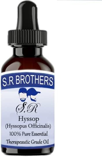 S.R Brothers Hysop puro e natural terapêutico Óleo essencial com gotas de gotas 30 ml