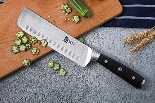 Kyoku Samurai Series - 5 -faca com faca de bloqueio + 7 nakiri faca vegetal - aço de alto carbono japonês de alto carbono
