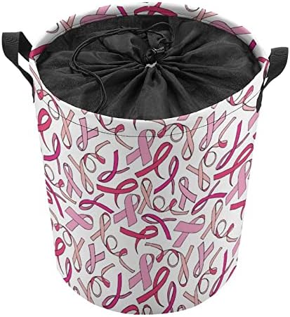 Fita rosa Câncer de mama de mama Consciência de lavanderia dobrável cesta de lavanderia grande cesto de lavanderia organizadora de brinquedos de cesta de armazenamento com alças