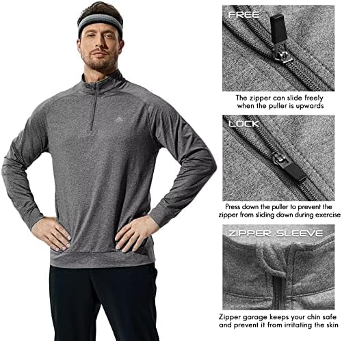 Haimont Men's 1/4 Zip Golf camisa de manga longa Pullover atlético com forro de lã escovados leves