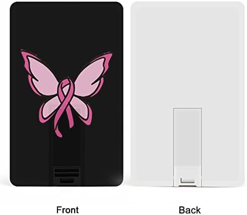 Fita de câncer de mama Butterfly Butterfly Drive Flash Drive Design de cartão de crédito USB Drive Flash Memory Stick Stick Tecla 64G