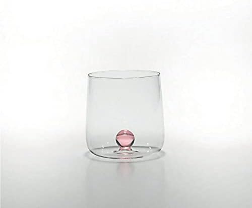 Zafferano Bilia Glass Tumbler - Vidro transparente feito à mão, decorado com uma bola de vidro colorida dentro, Cl 44 H 90 mm D