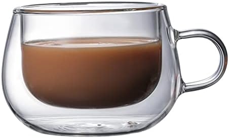 Caneca de café transparente-canecas de latte anti-escaldas de camada dupla, copo de café com isolamento térmico e sem condensação