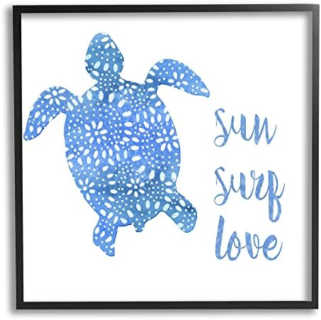 Stuell Industries Padrividades Blue Sea Turtle Beach Caligrafia, Design de Jackie Decker