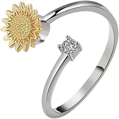 Anéis de prata ousados ​​para mulheres anéis de moda Opening Gifts Ansiedade ajustável Anéis de giro ajustáveis ​​anéis de girassol anéis de ouro anéis de ouro