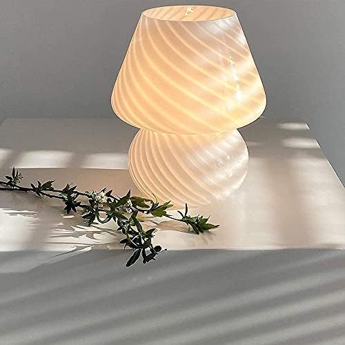 Lâmpada translúcida da lâmpada de cogumelo estilo italiano Lâmpadas de cabeceira listrada de vidro de vidro Luz de mesa