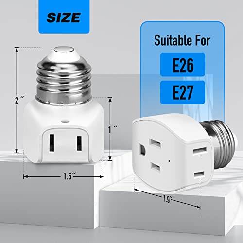 E26/E27 3 soquete de luz de ponta para plugue adaptador, 2 ponta de soquete de luz de ponta, parafuso polarizado no encaixe da lâmpada