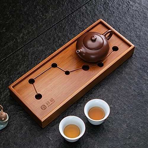 Bandeja de chá de bambu jikugo, bandeja de porção de chá kungfu chinesa, conjunto de chá vintage, bandeja de chá gongfu, mesa de chá de armazenamento de água na mesa de chá de bambu （grande）