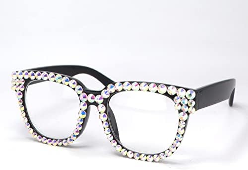 Furecious Square Grande dimensionados Luz azul bloqueando óculos de leitura para mulheres Bling Rhinestone Reader Glasses