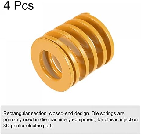 UXCELL 3D PRIMANTE mola de mola, 25mm od 30mm 4pcs Stampamento espiral Carga de carga de compressão molde molas para a parte elétrica da impressora 3D, amarelo