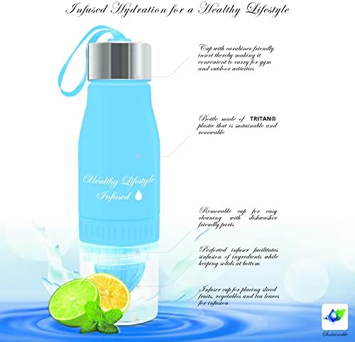 Infusão de estilo de vida saudável Infuser Water Bottle 20oz - BPA Free, resina tritan de grau alimentar