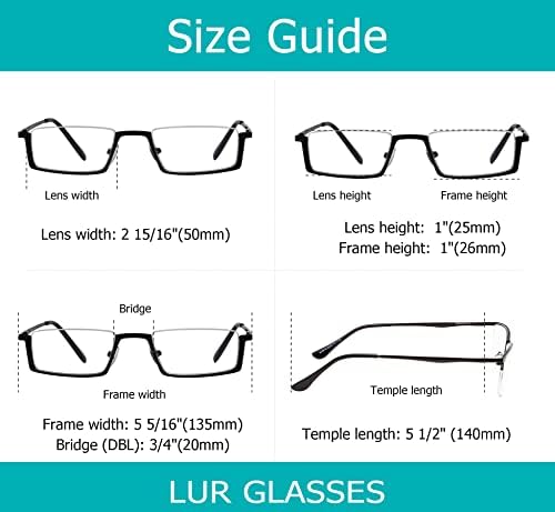 Lur 3 pacotes de óculos de leitura de metal de meio aro + 4 pacotes de óculos de leitura clássicos