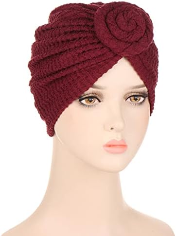 Chapéu de turbante para mulheres clássicas de cor sólida torção dos gorros de nó de cabeça macia com moda com moda