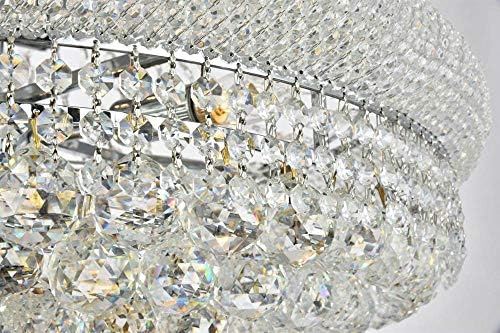 Iluminação elegante 1800D28C/RC Royal Cut Clear Crystal Primo 14-Light, lustre de cristal de duas camadas, 28 x 36, acabamento cromado