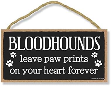 Honey Dew Gifts Bloodhounds deixa impressões de pata, decoração de casas memorial de animais de estimação, sinal de parede decorativo
